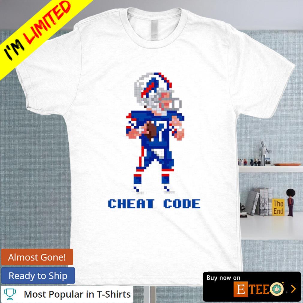 Josh Allen cheat code 8-bit Buffalo Bills shirt